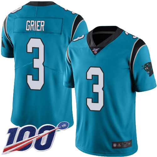 Carolina Panthers Limited Blue Men Will Grier Jersey NFL Football #3 100th Season Rush Vapor Untouchable